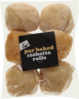 Ciabatta parbake rolls 6 pack